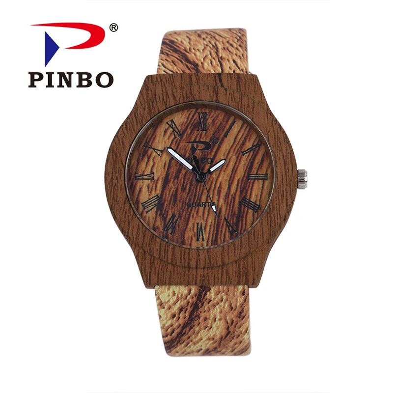 

Imitation Wood watch Fashion Wristwatch Fashionable Unique Wooden Leather Watchband Watch Women Quartz Watch Relogio Feminino