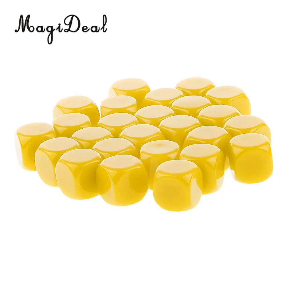 MagiDeal 25pcs Opaque Blank Six Sided Dice D6 D&D RPG Party Game Dices for Classroom Teaching Aids DICE RPG Game Dice
