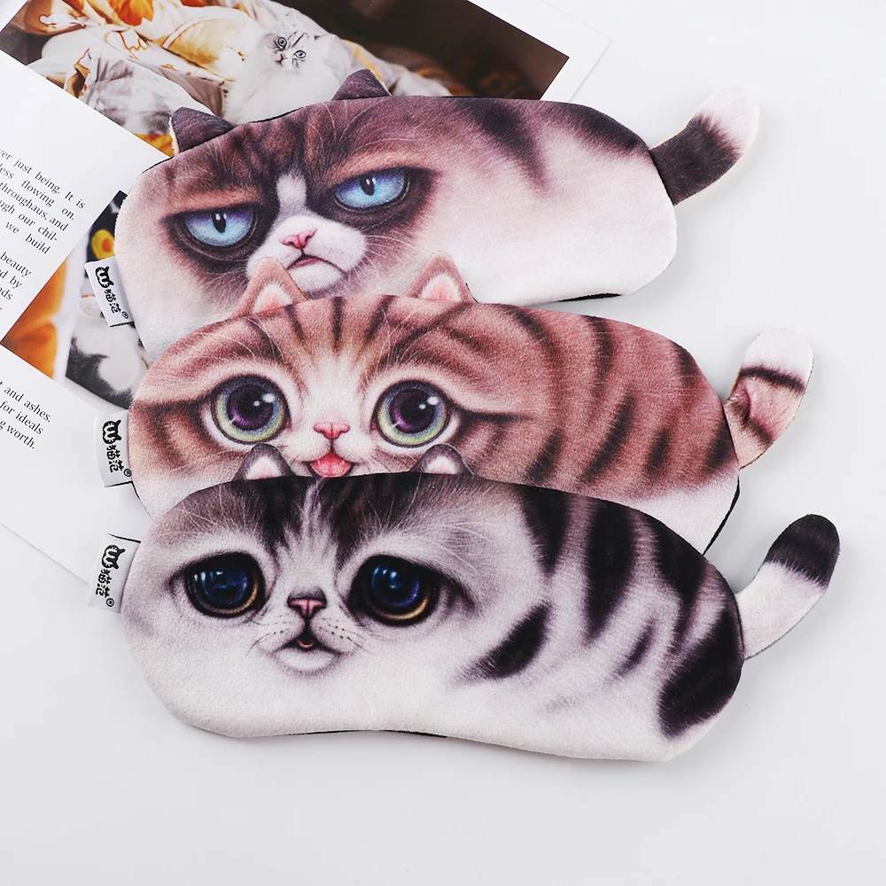 

Creative Lovely Sleeping Mask Eyepatch for Women Men Eye Cover Cotton 3D Cartoon for Eye Cat/Panda/Dog Travel Relax Sleeping Aid