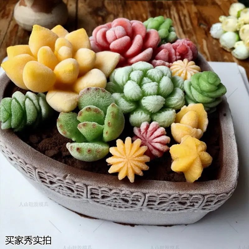 

Succulents silicone candle mould Aromatherapy gypsum silicone mold