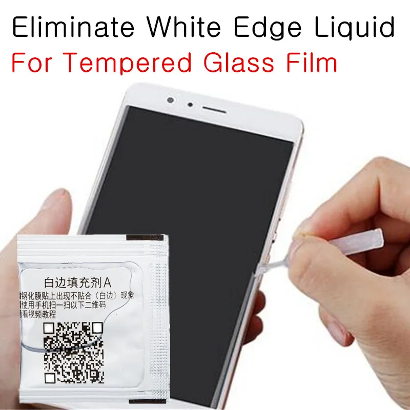 

10pcs Tempered Glass Film White Edge Eliminate Liquid Phone Arc Edge Screen Protector Border Fill Oil Revising Liquid with Brush