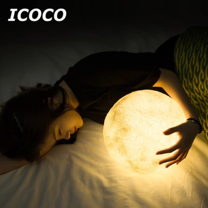 ICOCO 3D лампа с принтом земли USB перезаряжаемая цветная для сенсорной Луны