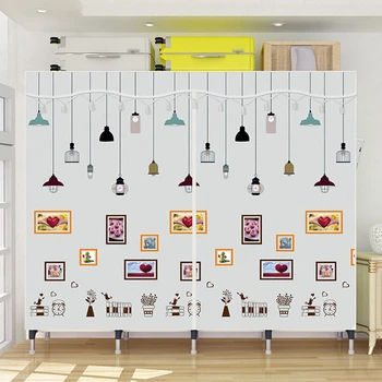 

Simple wardrobe home fabric wardrobe simple modern economic assembly hanging wardrobe