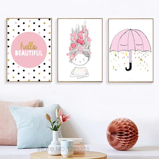 nursery baby girl room decor posters cuadros nordic style kids baby girl poster