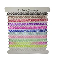 Opshineqo Mix 12 Colors 12 pcs/pack Tattoo Rainbow Chokers Necklace Vintage Stretch Henna Gothic Punk Elastic Women’s Jewelry