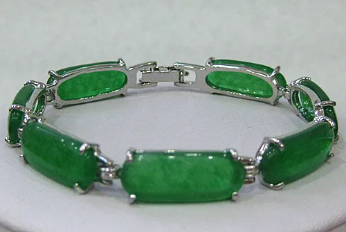 

Free Shipping silver plated Green Jades Bracelet