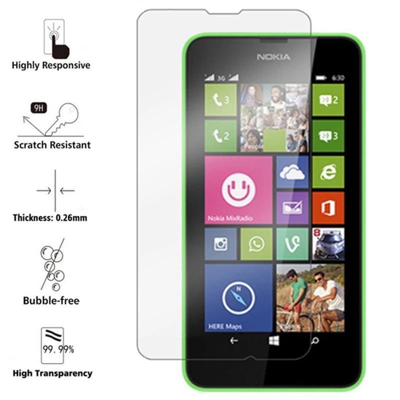С уровнем твердости 9H 2.5D закаленное Стекло для microsoft Nokia Lumia 630 635 rm 976 977 978 979 974 975