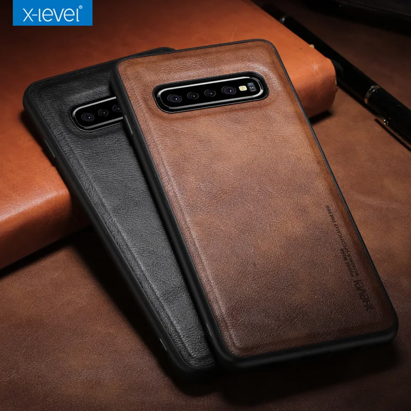 

X-Level Leather Case for Samsung Galaxy S10 Plus S10e Soft Silicone Edge Protective Back Cover for Galaxy S10 S10+ Case Business