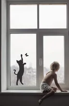 Funny Little Cat Play with Butterfly Wall Sticker DIY Art Vinyls Decals Window Door fridge kids Bedroom Home Decor Wallpaper