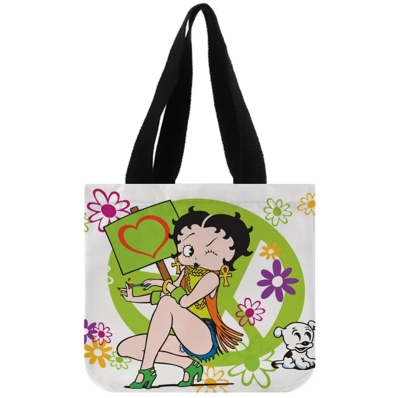 Сумка-тоут из хлопка и холста на заказ Betty Boop Shopping Складная многоразовая сумка с собственным логотипом оптом - Цвет: 15