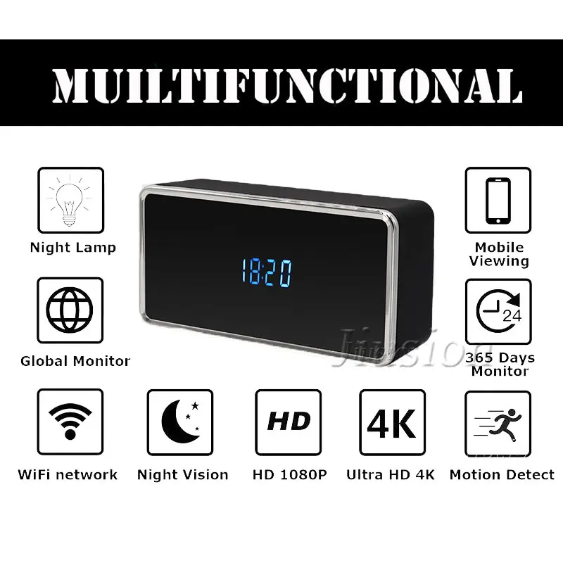 

4K Mini Wifi Mini Camera HD Micro Cam Table Clock Night Vision Motion Sensor Video Audio Recorder IP Camcorder Webcam