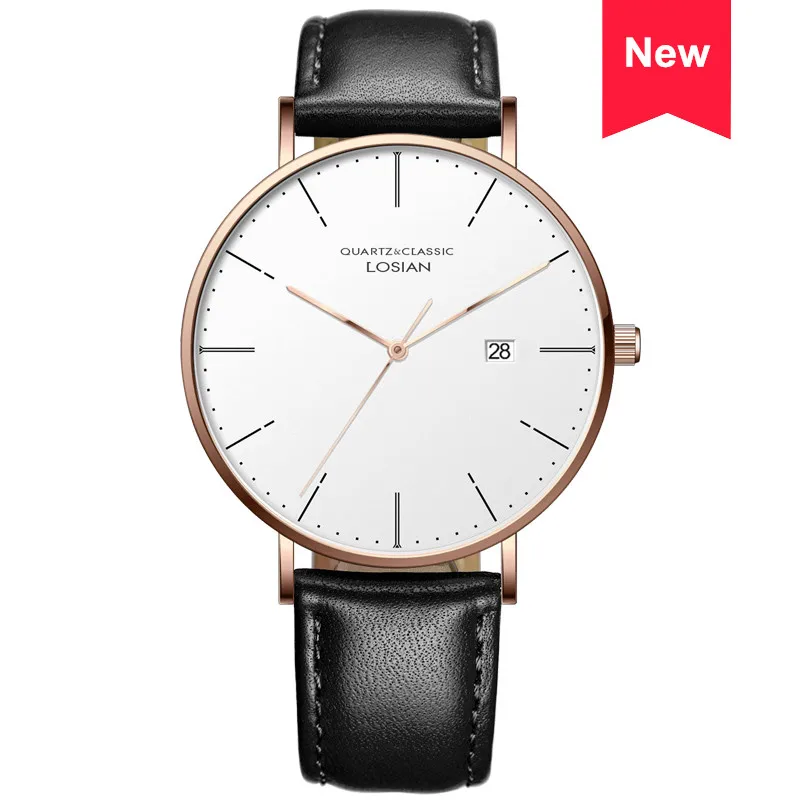 

Losian Watch Men Waterproof 3mm Thickness Simple Watch with Date Hardlex Case Round Watch for Men Orologio Reloj Jam Tangan