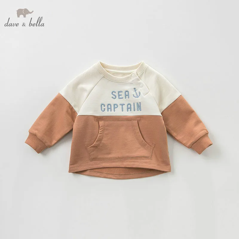 

DBA9548 dave bella spring baby T-shirt children long sleeve tops infant toddler high quality pullover tops kids handsome tees