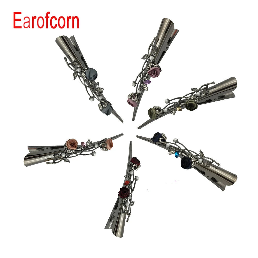 Earofcforn 6 цветов ретро ткань два цветка розы головные уборы стразы заколки пряжки в