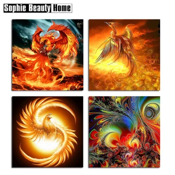 

New Real 5D Full Diamond Cross Stitch Diamond Mosaic Needlework Crafts Phoenix Diamond Embroidery Home Decor 051910