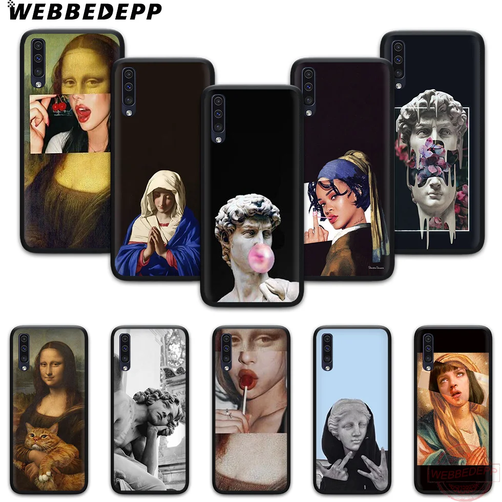 WEBBEDEPP Мона Лиза искусство Дэвид линии Мягкий чехол для Samsung A3 детей 5 6 7 8 9 J6 A10 A20 A30
