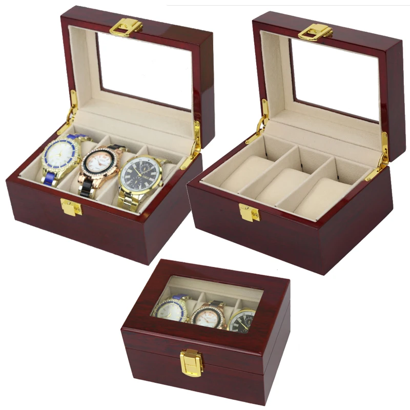 

3 Grids Handmade Wood Watch Box Wood Clock Box Watch Case Time Box for Watch Holding
