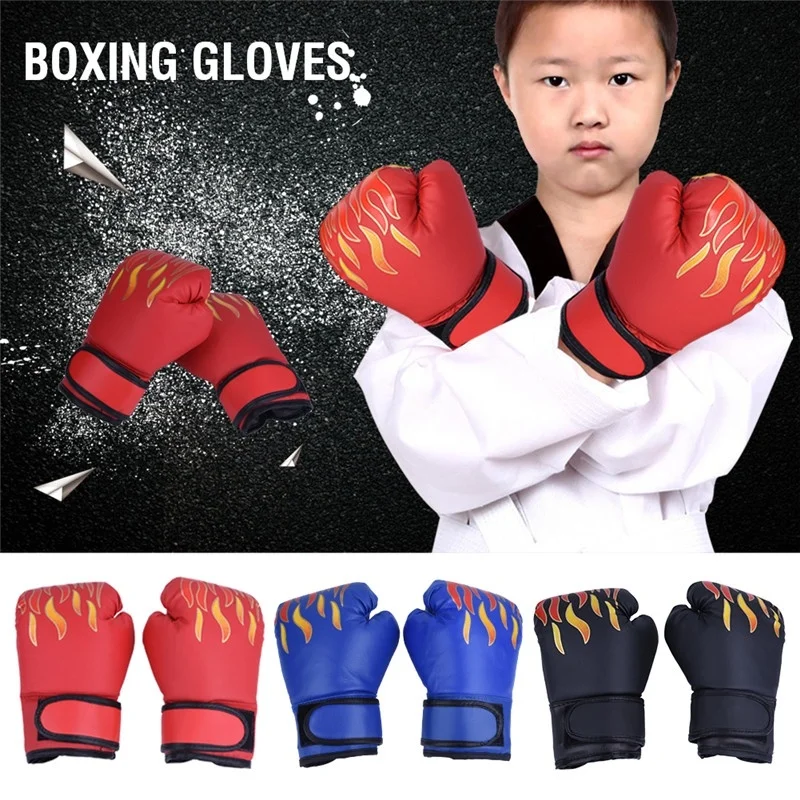 Children Adult Flame Sport Boxing Gloves PU Leather Punching Boxing Equipment