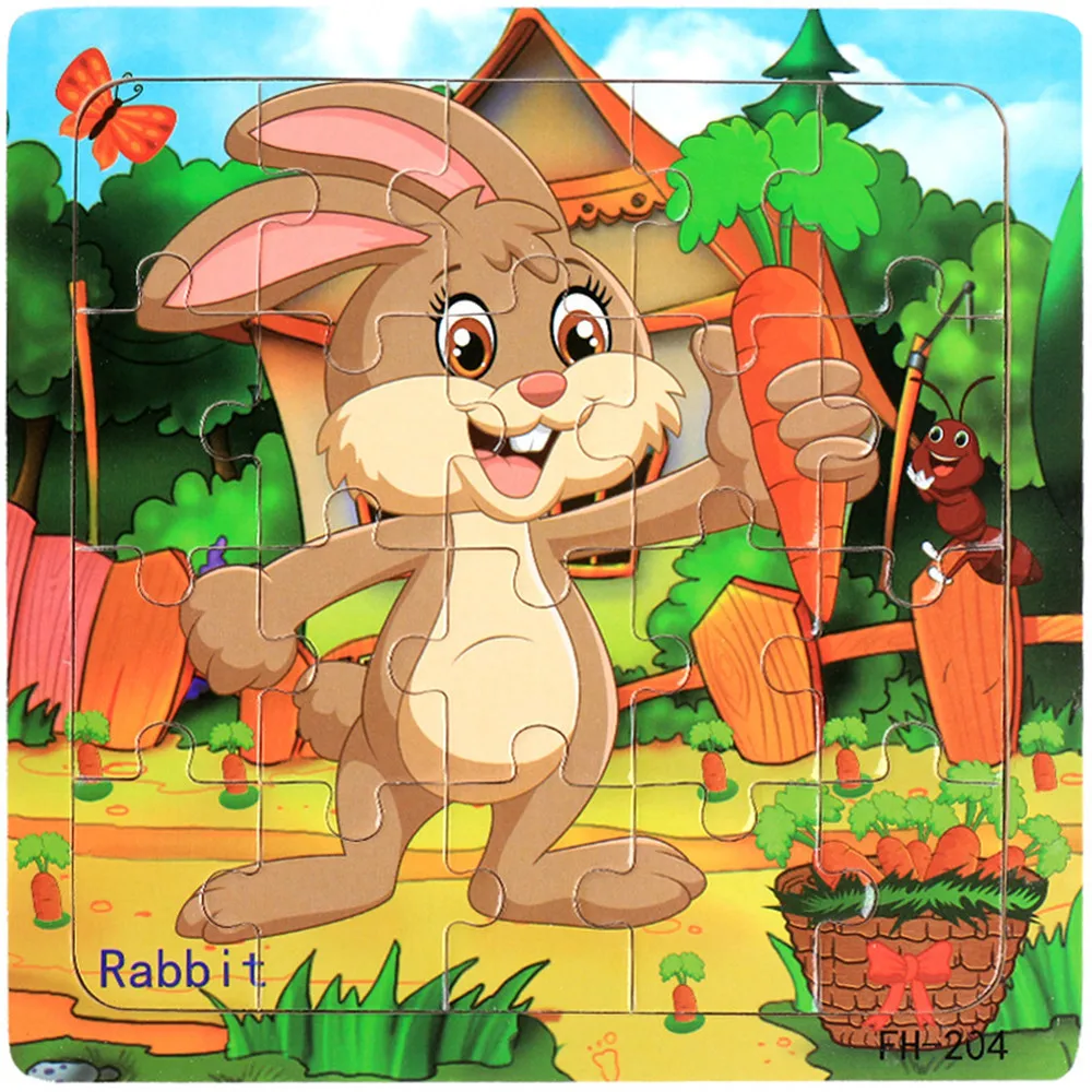 

3D Cartoon Colorful Animals Wooden Puzzles Educational Toys Baby Development Training Game Toys for Toddlers kids children fun