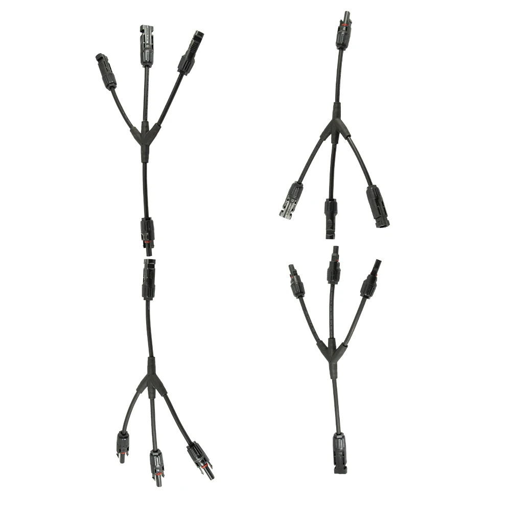 One Pair MC4 Solar Connector Y Type 3 Branch One to Three Combiner Solar Panel Cable Connector Male and Female MC4 Connector