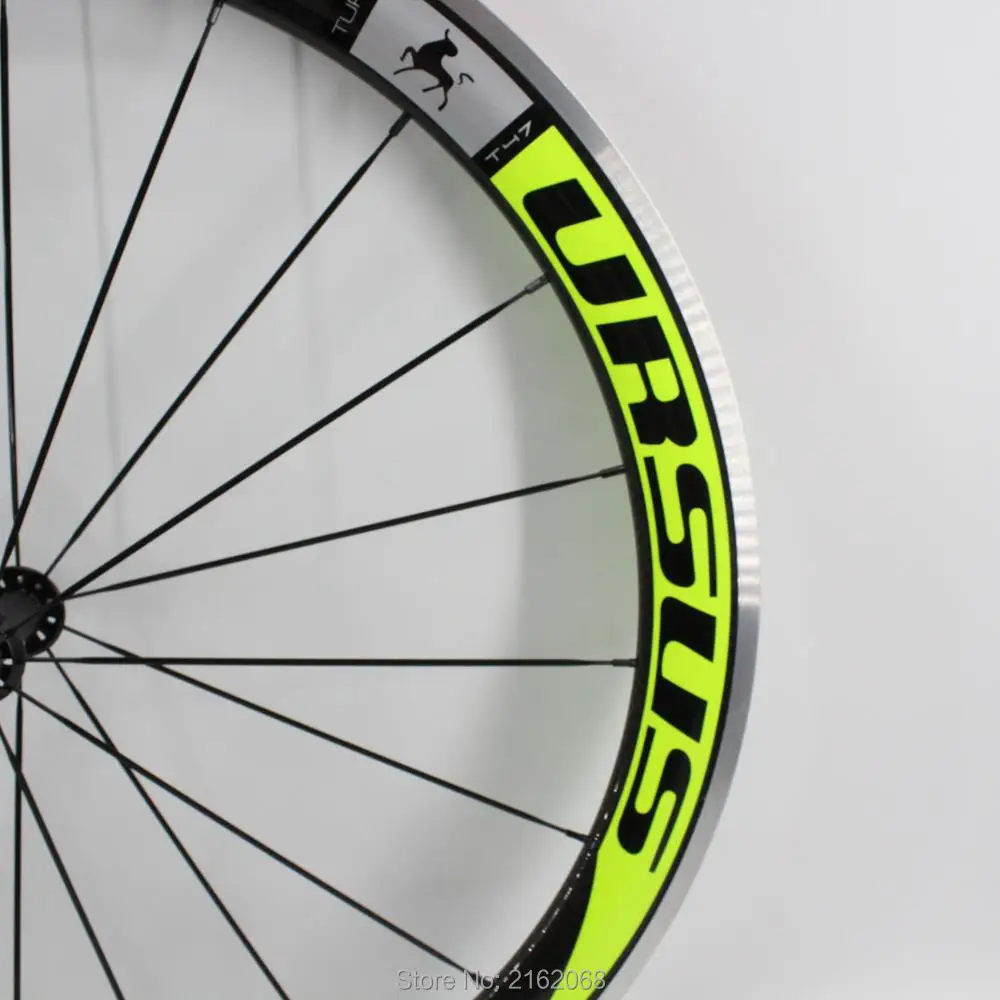 Best Brand New green color 700C Racing Road bike 50mm clincher rims bicycle 3K carbon wheelset with alloy brake surface Free shipping 5