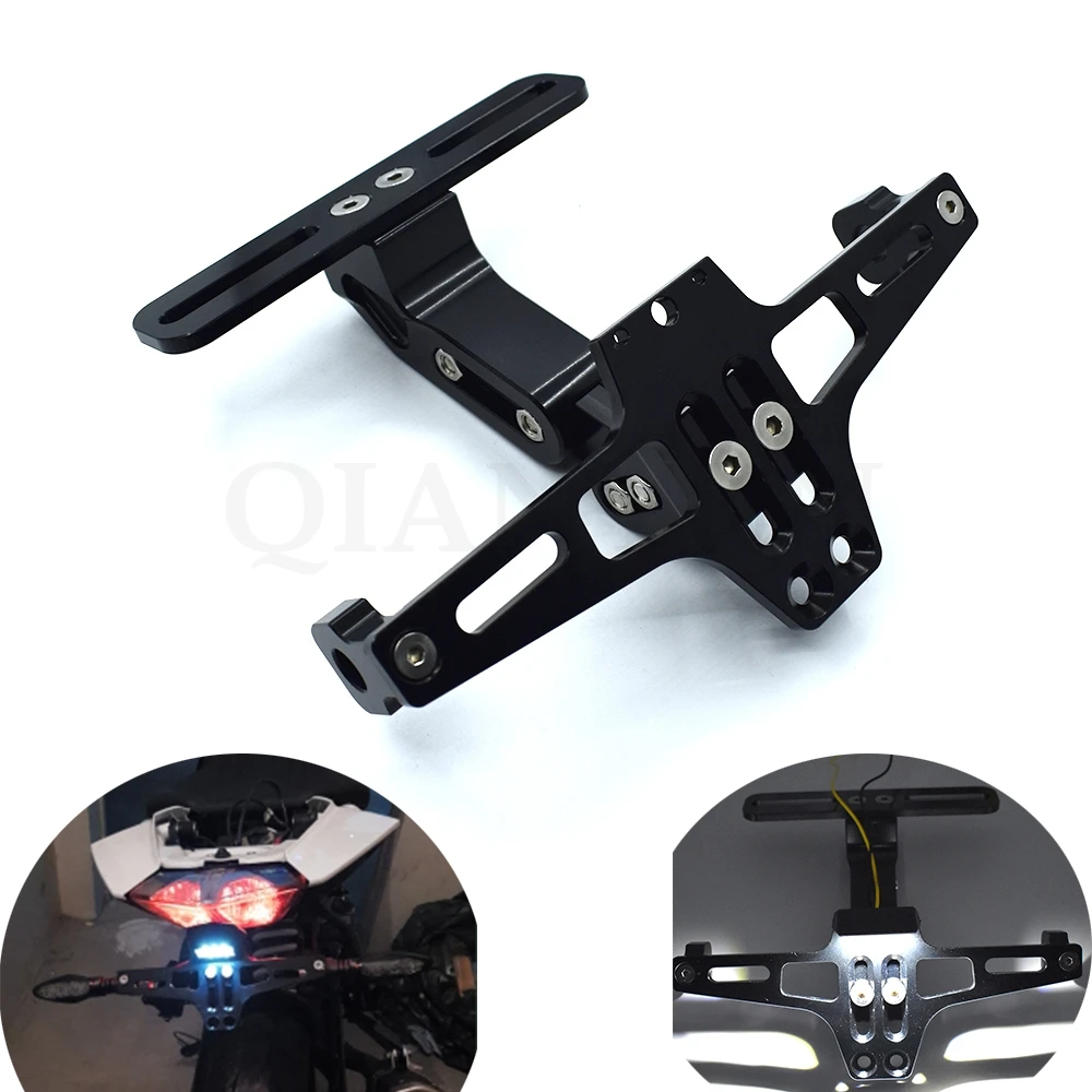 

Universal CNC Alumium Motorcycle License Plate Bracket Holder with LED Light for Kawasaki Ninja ZX6R ZX6RR ZX636 ZX7R ZX9R ZX10R