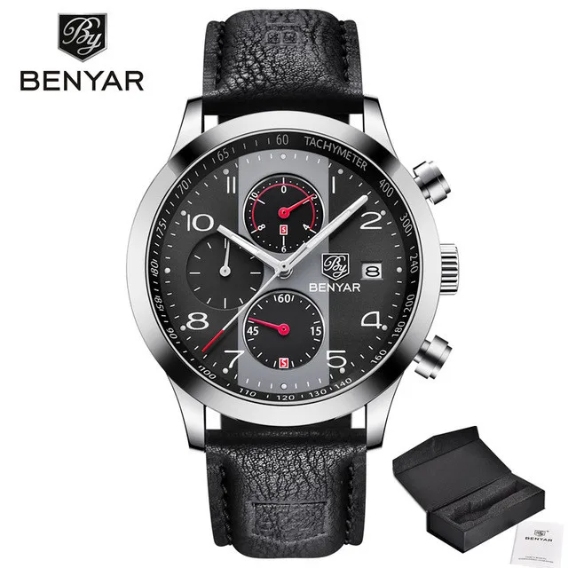Мужские часы BENYAR лучший бренд класса люкс модные повседневные часы спортивные цифровые военные кварцевые часы водонепроницаемые часы - Цвет: blacke-5133