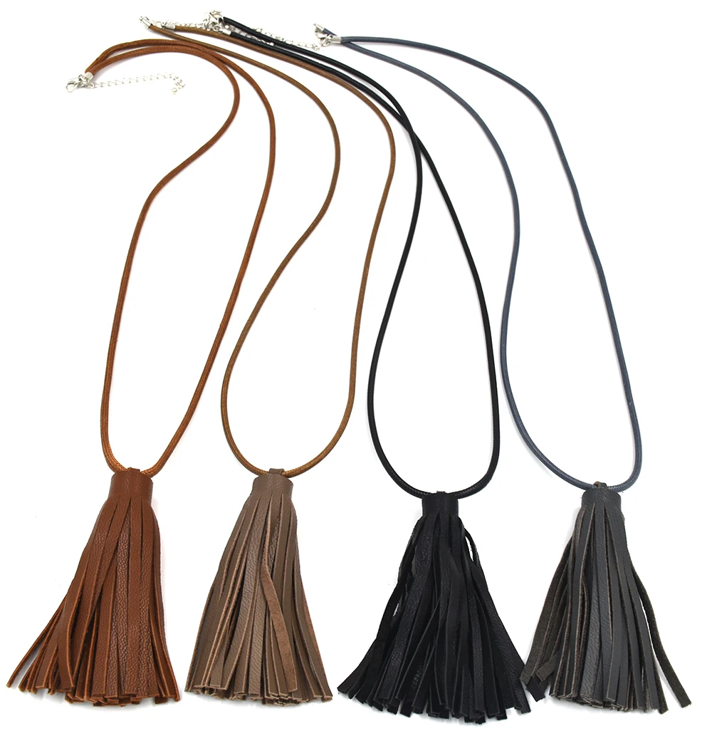 2017 New Luxury statement bib collar vintage Necklace Bohemian Necklace vintage Military green leather tassel pendant necklace