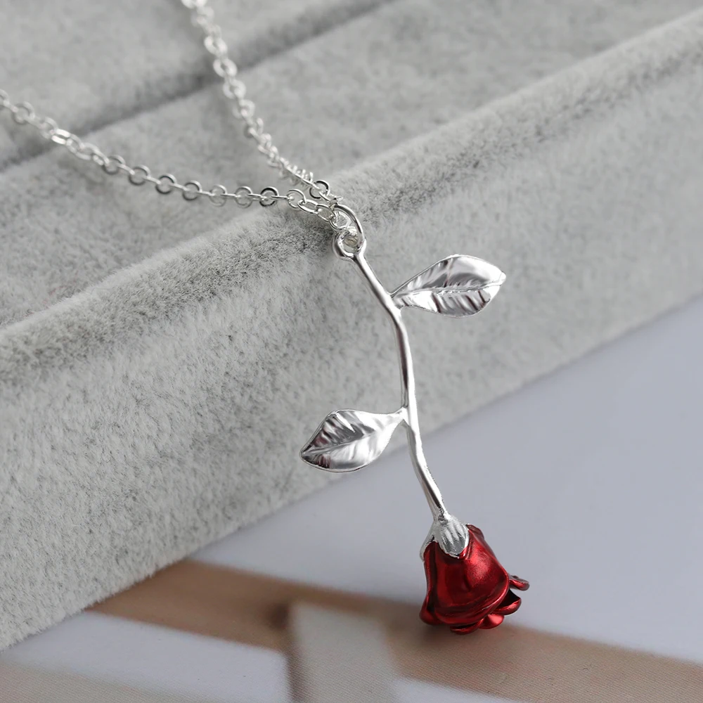 Женское Ожерелье чокер с красной розой|womens choker|necklace bohoflower pendant necklace |