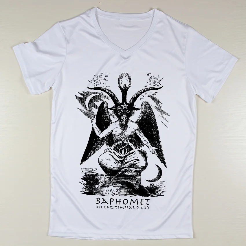 Stylish Baphomet Printing Cute Sale Short Sleeve Male Buy Mens V Neck ...