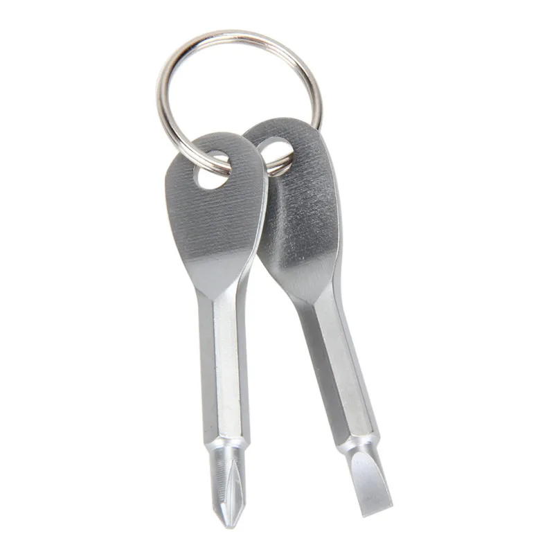 

SGODDE 2Pcs Stainless Steel Multi Tools Key Ring EDC Screwdriver Set Pocket Outdoor Tool Set Multitool Keychain Sliver Black