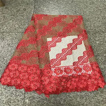 

2019 High Quality Nigerian Guipure Lace Fabric Embroidery Lace Trim For Party dresses African Lace Fabric 5 Yards 3l2065-1436