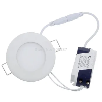 

50pcs/Lot Led Panel Light 6W 600LM Round Shape With Power Adapter AC85-265V Ulthra thin 120*20mm,Free Shipping!