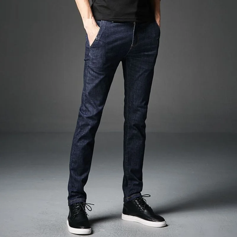 Новые модные мужские летние джинсы синие потертые джинсы тонкие байкерские джинсы мужские повседневные стрейч брюки джоггеры джинсы мужские брендовые
