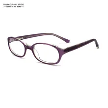 Симпатичные овальные линзы ацетат детские очки Рамка Кристалл для девушки фиолетовый принт храма весна шарнир Близорукость Оптические очки 8001-C2