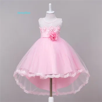 

JaneyGao Flower Girl Dresses For Wedding Elegant Front Short Long Back With Appliques Little Girl Birthday Dress Formal Pageant