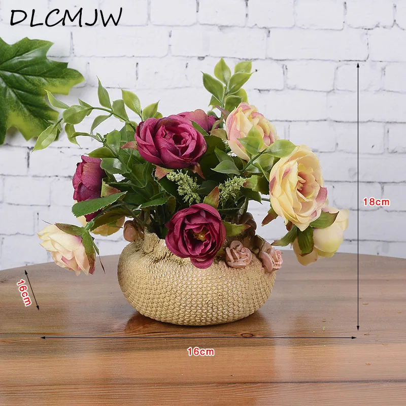 

Artificial Flowers Silk Rose Decorate Bonsai Fake Flowers For Wedding Home Party Office Desktop Decoration flowers Bonsai