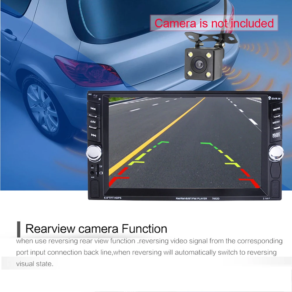 Продажа Podofo Авторадио 2 Din автомагнитола 6,6 дюймовый ЖК сенсорный экран Аудио Стерео Bluetooth Hands free камера заднего вида с рамкой