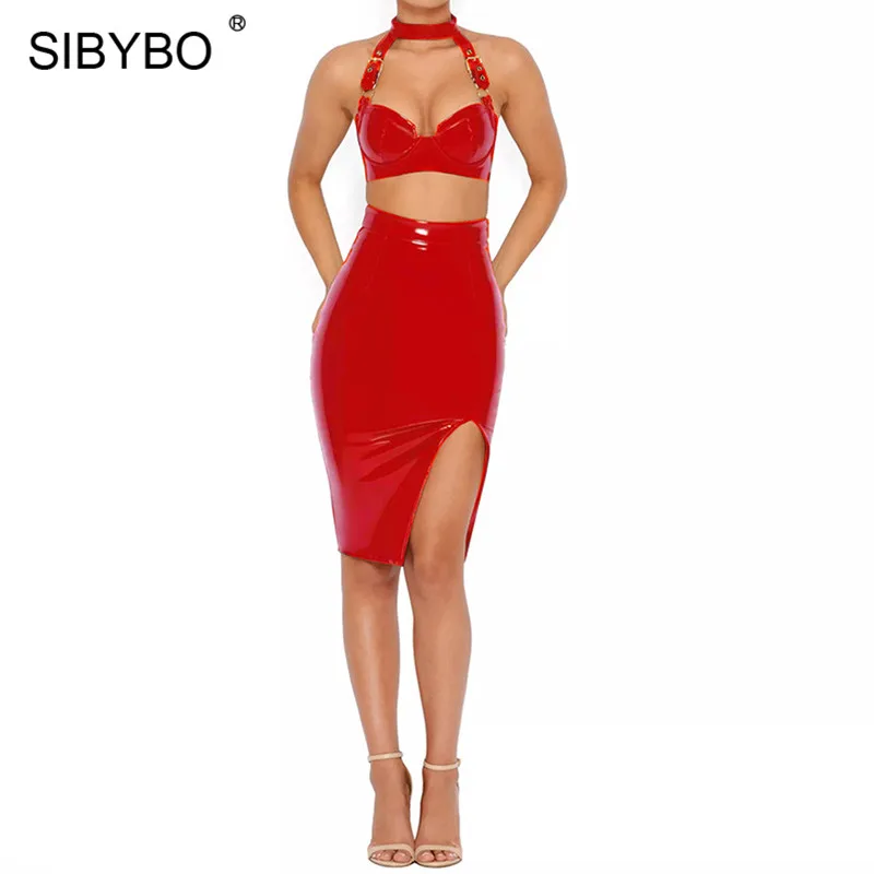 Женское платье без бретелек Sibybo вечернее из искусственной кожи с открытой