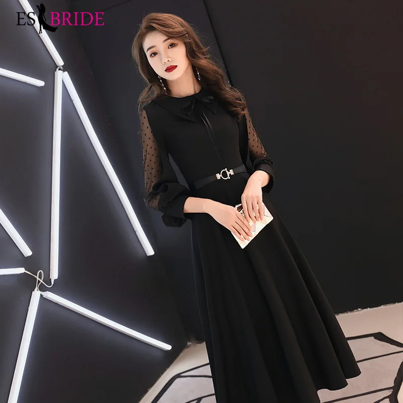 Black Formal Birthday Evening Dresses Long Evening Gowns for Women Elegant O-neck Robe De Soiree Evening Dress Party ES2468 Black Formal Birthday Evening Dresses Long Evening Gowns for Women Elegant O-neck Robe De Soiree Evening Dress Party ES2468