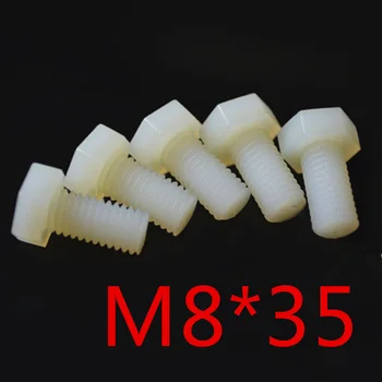 

50pcs/lot DIN933 M8*35 Nylon Plastic Hex Screw Bolt