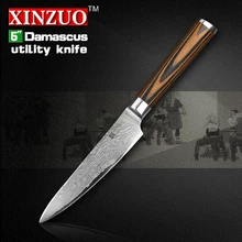 XINZUO 5 “messer Japanischen VG10 Damaskus küchenmesser gemüsemesser obstmesser farbe holzgriff wholesale FREIES VERSCHIFFEN