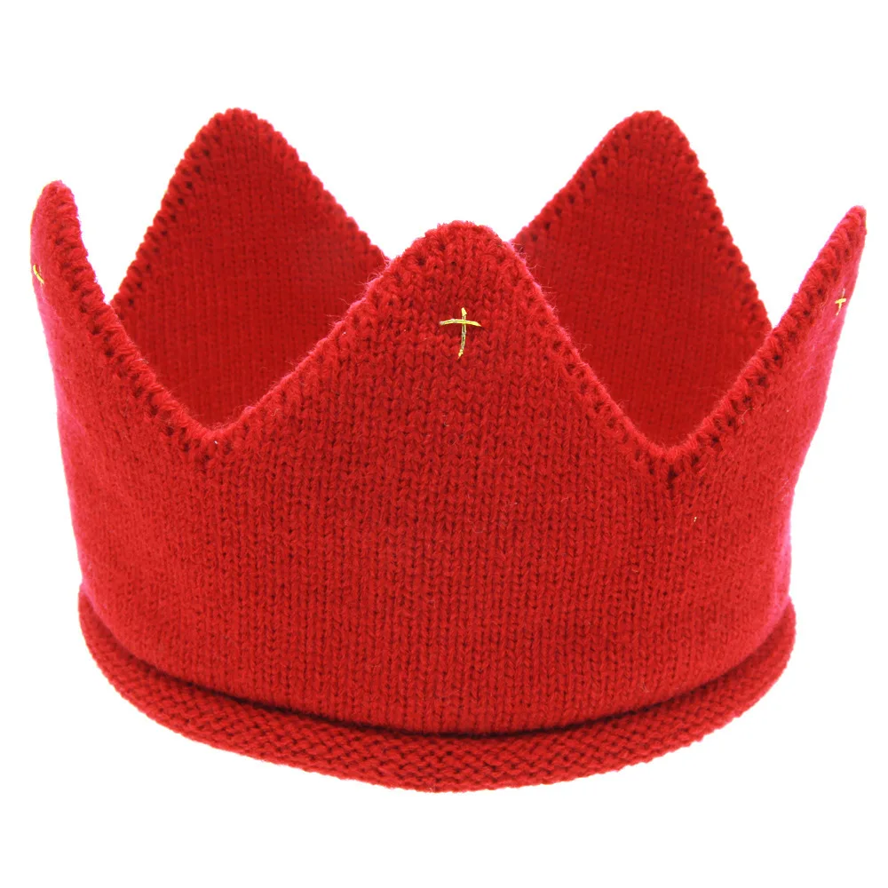 Hylidge Горячая трикотажные Милые шляпки короны для детей вязаная шапочка для новорожденного для маленьких девочек и мальчиков головные уборы на день рождения Подставки для фотографий повязка на голову-1 шт. детская шапка