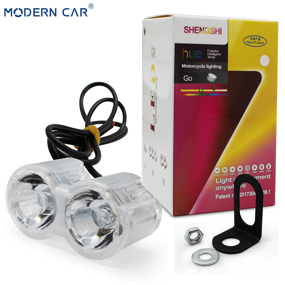 Современный автомобиль, один ряд, 2 лампы, мотоциклетный светодиодный светильник, 12 В, передняя противотуманная фара, DRL, с кронштейном, светильник s, автомобильный светильник Atmoshere