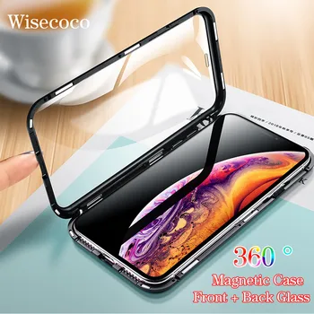 

Double Sided Tempered Glass Magnetic Case for Iphone XS Max X Xr 7 8 Plus xs Luxury Metal 360 Full Anti Shock Protection Cover