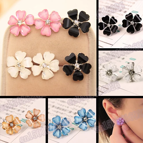 Free Shipping Zinc Alloy Cute Candy Color Clover F...