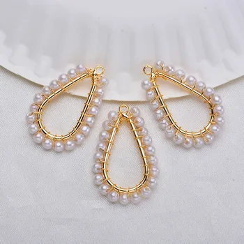 

6PCS 14x28MM 24K Gold Color Brass with Pearl WateDrop Shaped Pendants Charms High Quality Diy Jewelry Findings Accessories