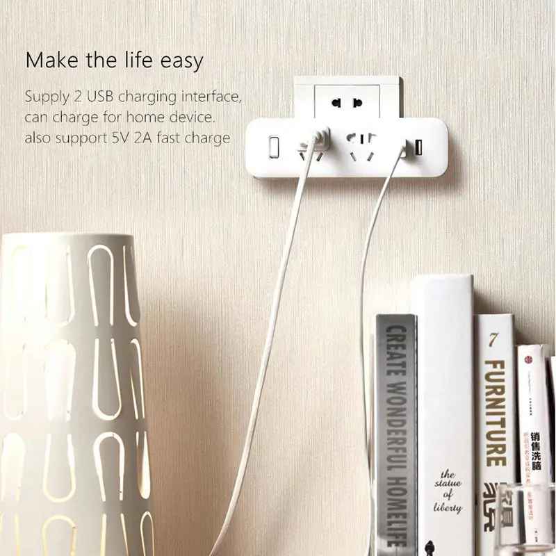 Переходник Xiaomi Mijia с 2 USB портами для быстрой зарядки|Вилки розеткой| |