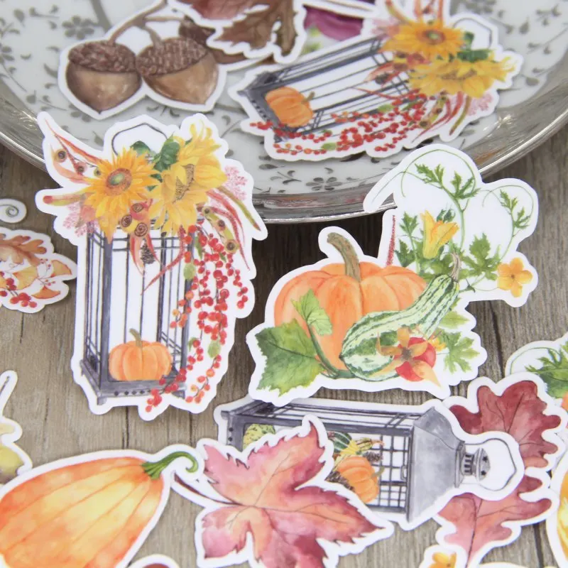 

25pcs pumpkin plants retro flower and plant decoration stationery sticker diy ablum diary scrapbooking label sticker stationery