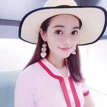 Новые популярные светоотражающие акриловые серьги с сердечками для девочек, розовые милые серьги для женщин, вечерние ювелирные изделия